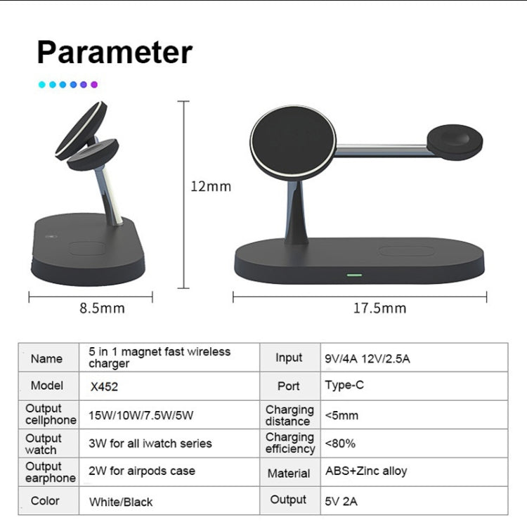 X452 3 in 1 Multifunctional 15W Wireless Charger with Night Light Function