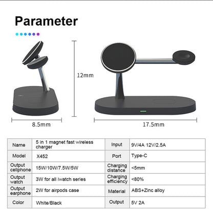 X452 3 in 1 Multifunctional 15W Wireless Charger with Night Light Function