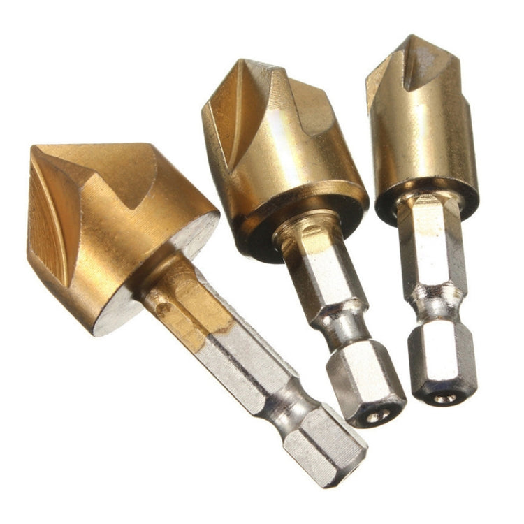 Hexagonal Handle Titanium-Plated Five-Blade Chamer 90 Degree Chamfer Knife Drill, Five-Blade