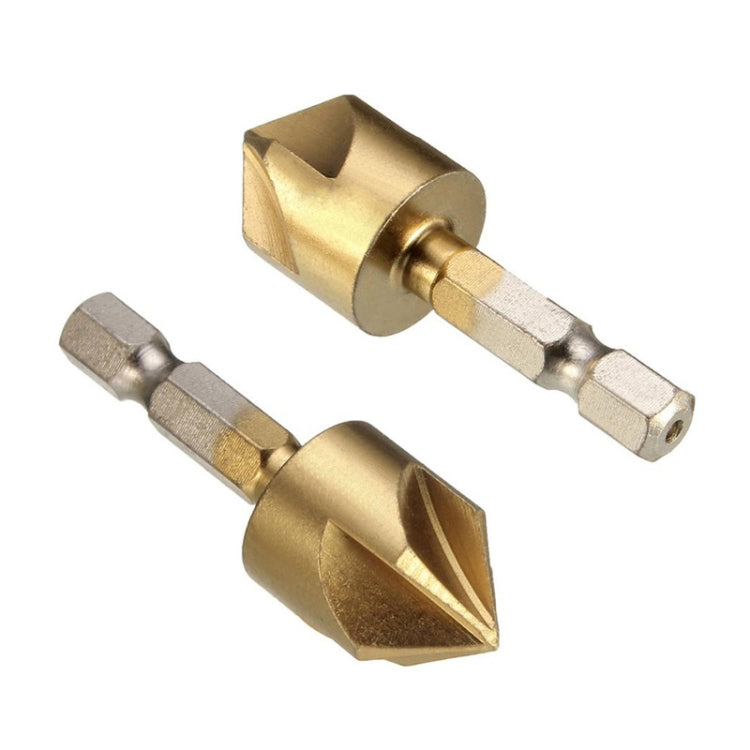 Hexagonal Handle Titanium-Plated Five-Blade Chamer 90 Degree Chamfer Knife Drill, Five-Blade