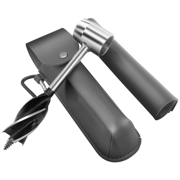 Woodworking Hand Drill Outdoor Survival Drill Hand Screw Drill, With PU Leather Case (Gray), With Cowhide Case (Brown)