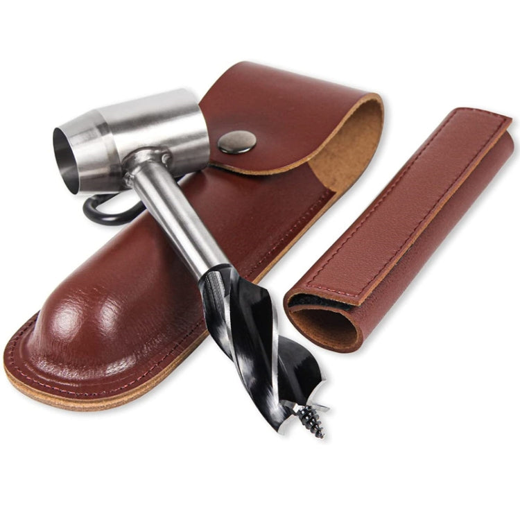 Woodworking Hand Drill Outdoor Survival Drill Hand Screw Drill, With PU Leather Case (Gray), With Cowhide Case (Brown)