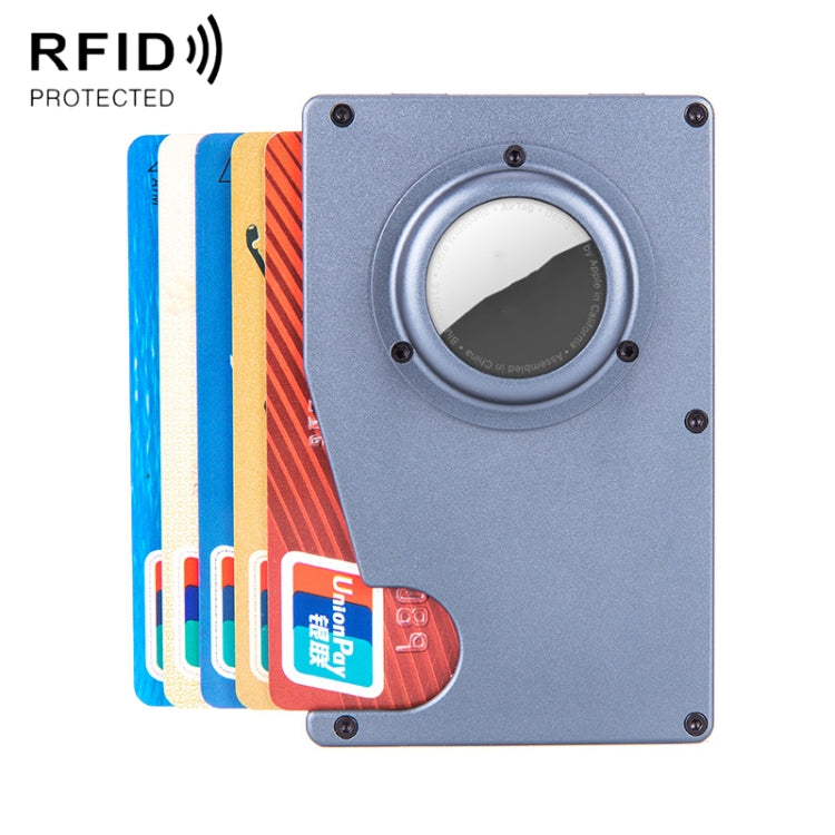 Tracker Card Holder Anti Loss RFID Wallet Card Holder for AirTag, Blue, Black, Grey, Silver