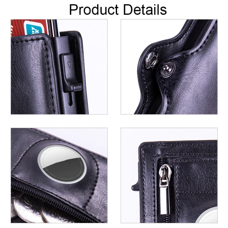 X-85 RFID Multi-compartment Card Holder For Airtag, Black, Apricot, Carbon Fiber
