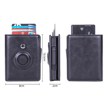X-80 RFID Anti-theft Brushed Leather Card Holder For AirTag, Black, Blue, Coffee, Apricot, Carbon Fiber Black