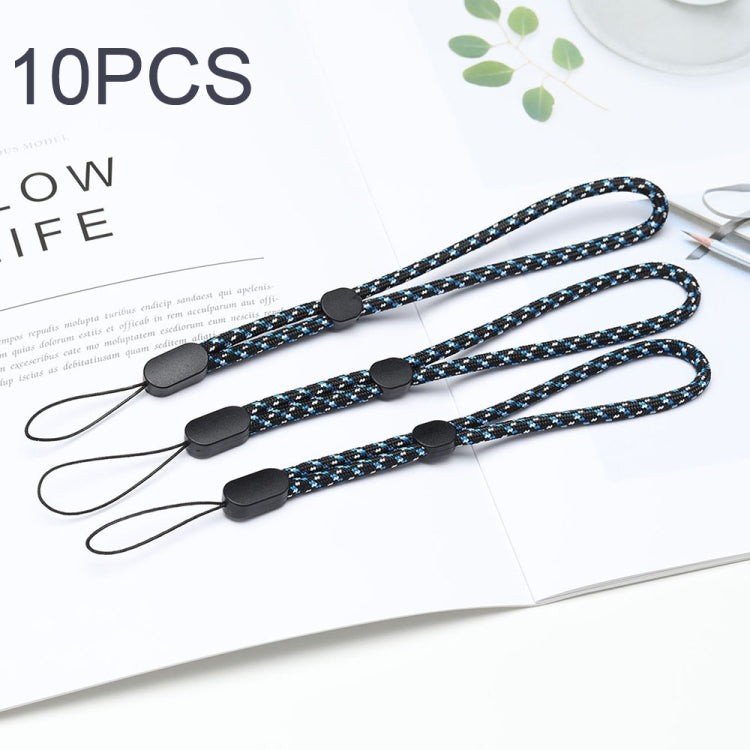 10 PCS Adjustable Mobile Phone Lanyard Short Type Lanyard Wrist Anti-lost Lanyard, Jacquard Green, Jacquard Blue, Jacquard Red, Black