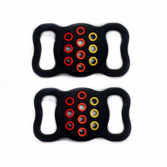 2  PCS Contrast Color Perforated Pet Collar Silicone Cover for AirTag, Black, Dark Blue Colorful, Pink  Colorful, Dark Green, Black and Gray