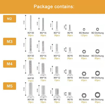 M2/M3/M4/M5 Flat Head Hexagon Socket Screws Gasket Ring Set