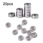 20pcs Miniature Bearings Silent Deep Groove Ball Bearings, 604zz, 605zz, 606zz, 607zz, 608zz, 609zz, 6000zz, 6001zz, 6002zz