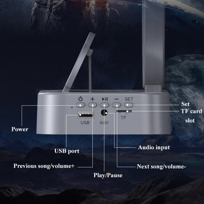 Y-558 Magnetic Levitation Astronaut TWS Bluetooth Speaker With RGB Light,Style:, Golden Basic, Silver Basic, Golden Clock Model, Silver Clock Model, Golden Wireless Charging, Silver Wireless Charging