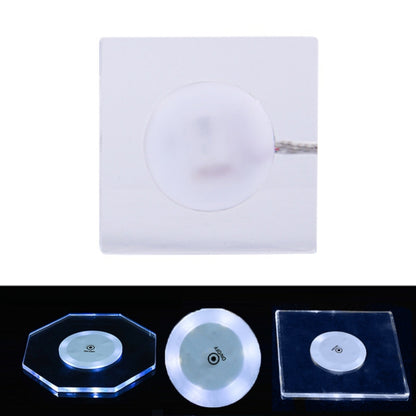 USB Charging LED Light Up Acrylic Coaster Transparent Crystal Base, 100x10mm Round, 100x10mm Octagonal, 100x10mm Square