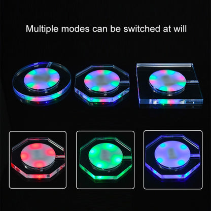 USB Charging LED Light Up Acrylic Coaster Transparent Crystal Base, 100x10mm Round, 100x10mm Octagonal, 100x10mm Square