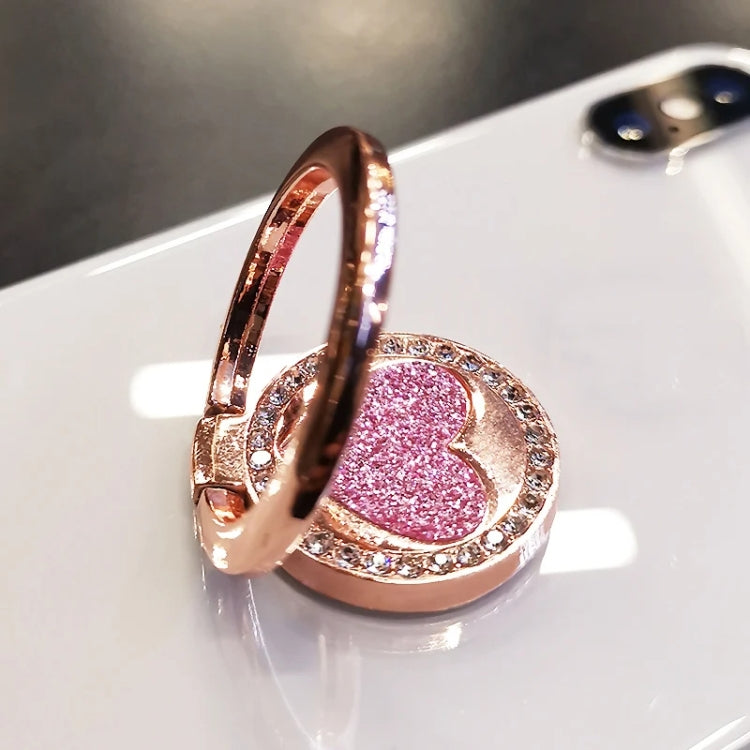 Round Glitter Heart Mobile Phone Ring Holder Metal Stand
