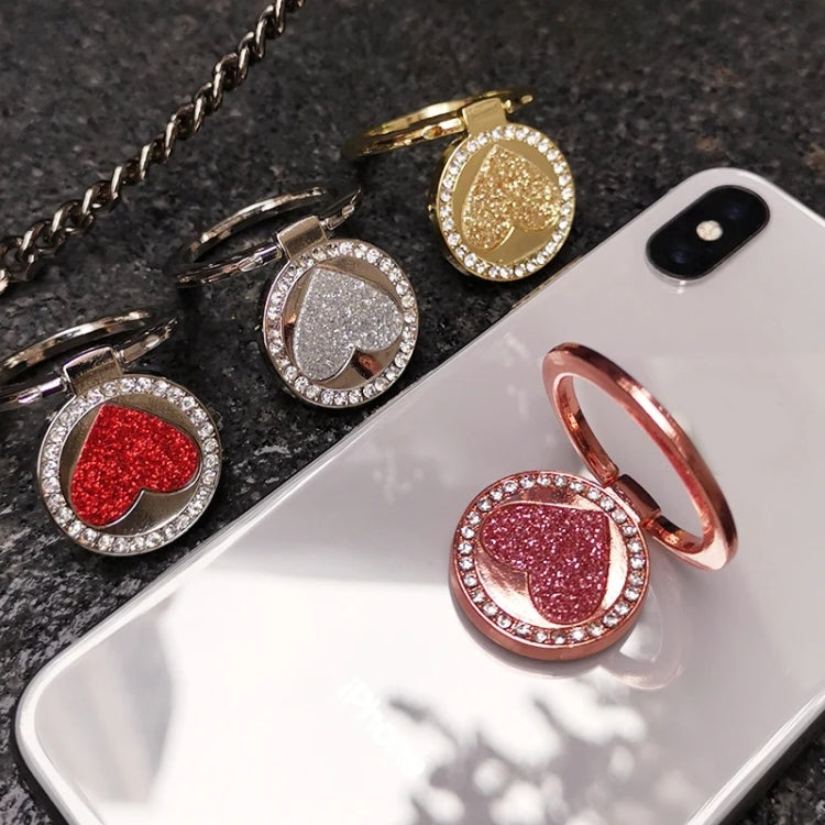 Round Glitter Heart Mobile Phone Ring Holder Metal Stand