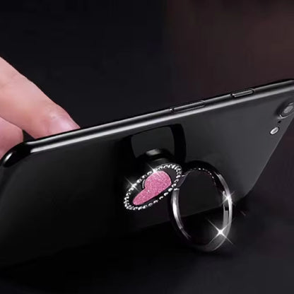 Round Glitter Heart Mobile Phone Ring Holder Metal Stand