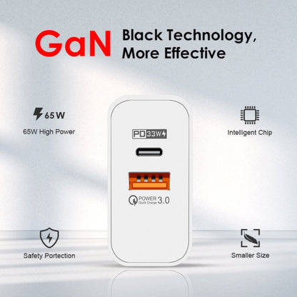 A502 65W USB-C/Type-C+USB Dual Port GaN Charger QC3.0 Laptop Universal Charger