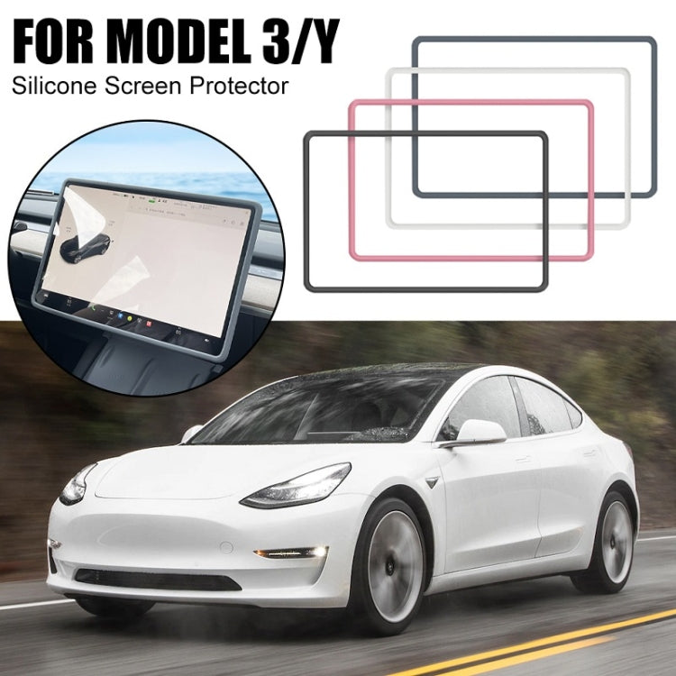 For Tesla Model3/Y Screen Bumper Protective Cover Silicone Frame, For Tesla Model3/Y Black, For Tesla Model3/Y Pink, For Tesla Model3/Y White, For Tesla Model3/Y Gray
