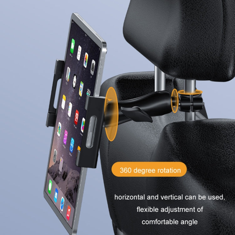 Car Rear Seat Folding Stretchable Headrest Tablet Bracket, Metal Clamp Arm