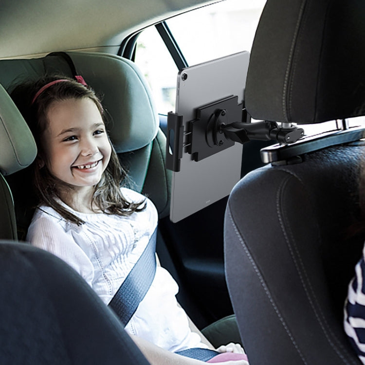 Car Rear Seat Folding Stretchable Headrest Tablet Bracket, Metal Clamp Arm