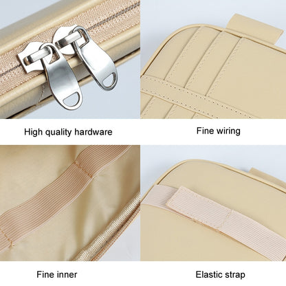 Car Driver License Storage Bag Sun Visor Sunglasses Card Holder, Beige, Black