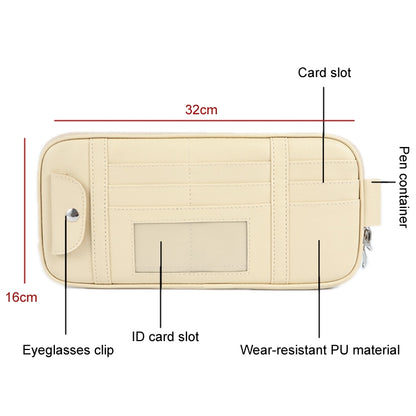 Car Driver License Storage Bag Sun Visor Sunglasses Card Holder, Beige, Black