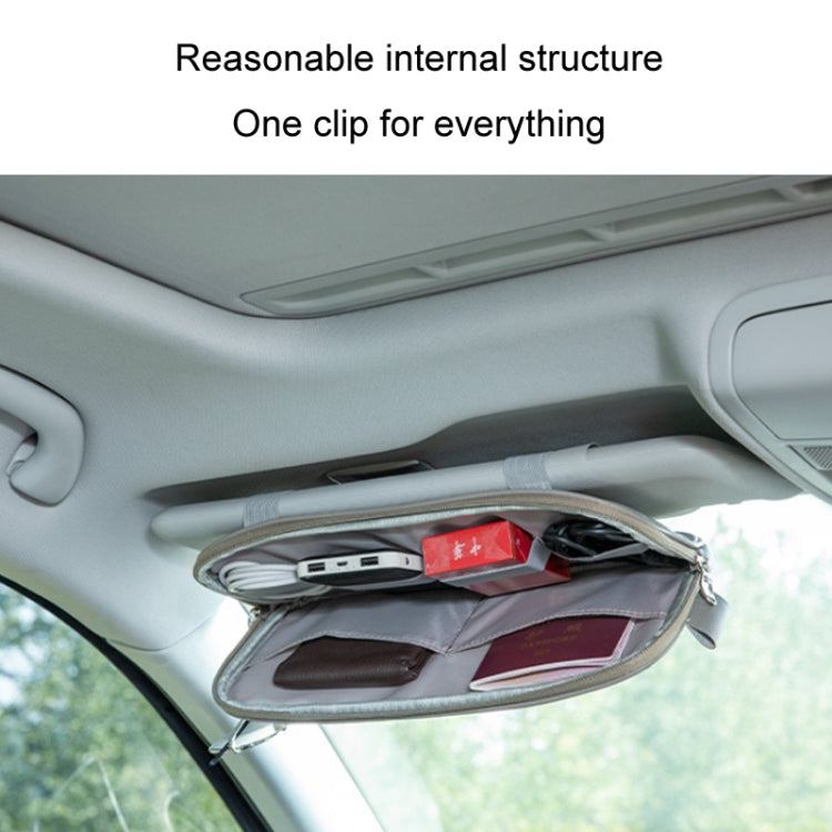 Car Driver License Storage Bag Sun Visor Sunglasses Card Holder, Beige, Black
