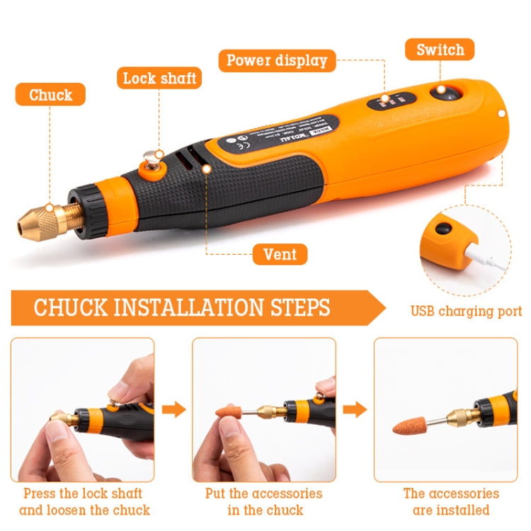HILDA 3.6V Electrical Grinder Pen Precision Carving Micro Power Drill, Rotary Tool, 32 In 1, 46 In 1