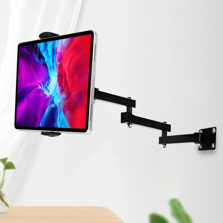Wall Mount Tablet Cell Phone Stand Long Arm Stretchable Holder for 4-13 Inch Devices