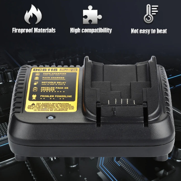 DCB118 For Dewalt 12V-20V Electric Tool Battery Charger, US (Black), EU (Black), UK (Black), AU (Black), US (Yellow), EU (Yellow), UK (Yellow), AU (Yellow)