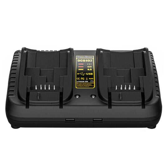 DCB102 For DeWalt 10.8V-20V Lithium Battery Dual Charger, US, EU, UK, AU