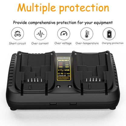 DCB102 For DeWalt 10.8V-20V Lithium Battery Dual Charger, US, EU, UK, AU
