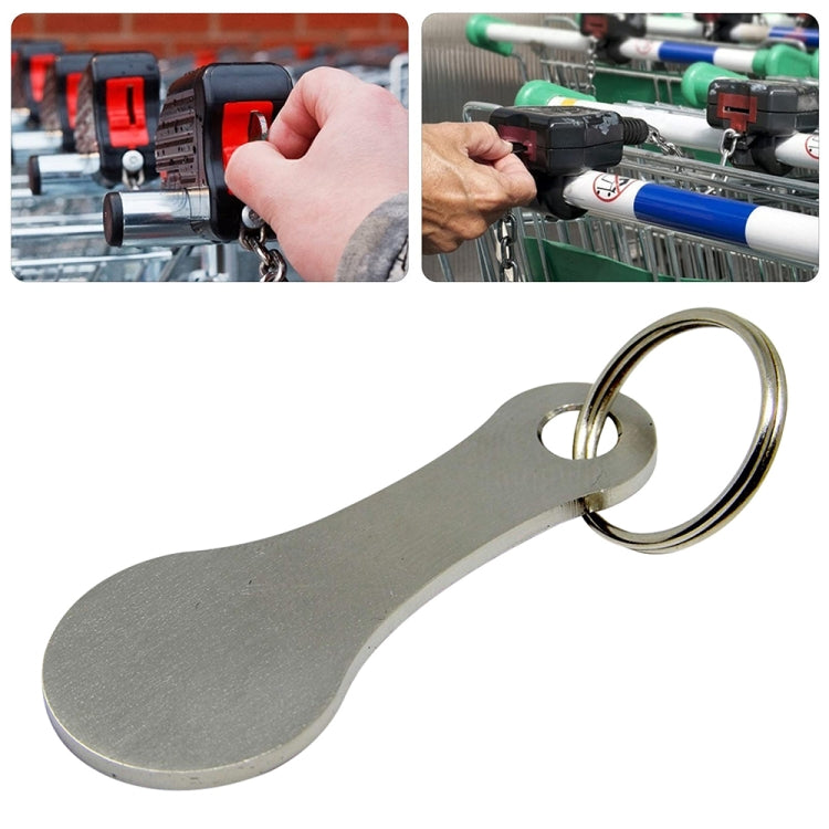 Metal Key Ring Shopping Trolley Tokens Removable Shopping Trolley Keys, Silver, Black