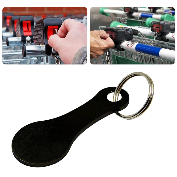 Metal Key Ring Shopping Trolley Tokens Removable Shopping Trolley Keys, Silver, Black