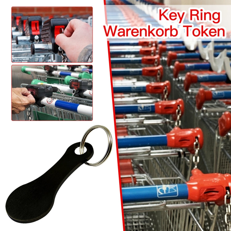 Metal Key Ring Shopping Trolley Tokens Removable Shopping Trolley Keys, Silver, Black