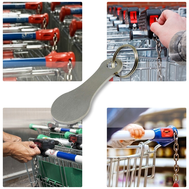 Metal Key Ring Shopping Trolley Tokens Removable Shopping Trolley Keys, Silver, Black