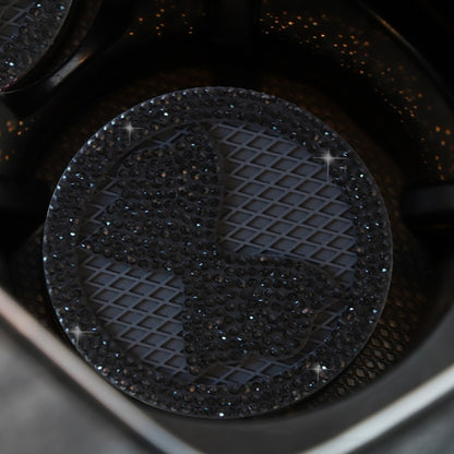 Car Multifunctional Anti-slip Coaster with Diamond Bow Crystal