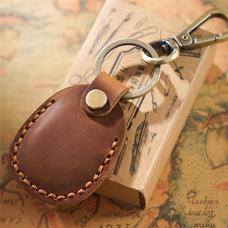 For AirTag Locator Leather Case Access Card with Keychain