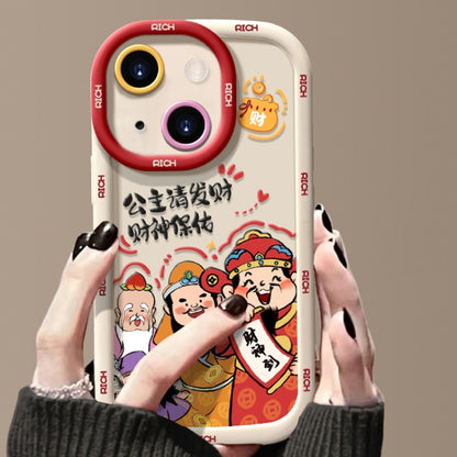 Puffy Phone Case Princess Please Fortune God Of Wealth Drop-Proof Phone Case