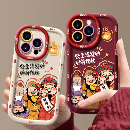 Puffy Phone Case Princess Please Fortune God Of Wealth Drop-Proof Phone Case