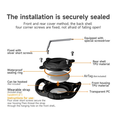 For Airtag Watch Band IP67 Grade Waterproof Case With Paste Bracelet