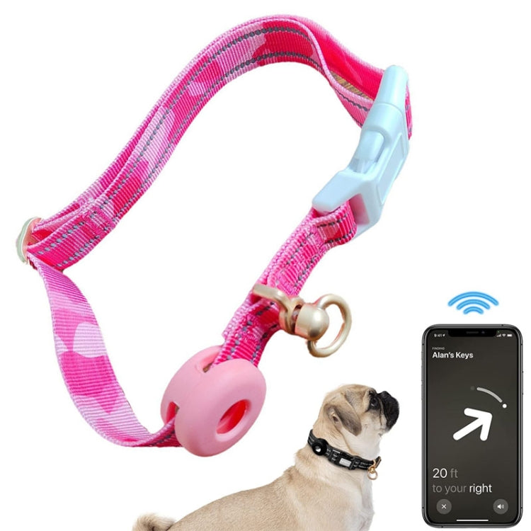 For AirTag Tracker Silicone Sleeve Medium Dog Collar Nylon Reflective Anti-Tangle Pet Collar
