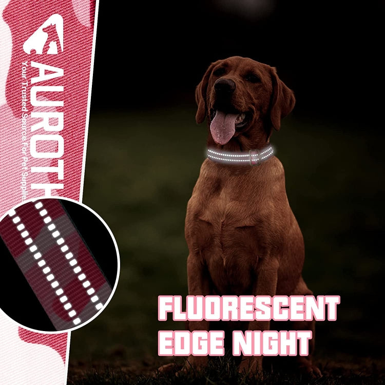 For AirTag Tracker Silicone Sleeve Medium Dog Collar Nylon Reflective Anti-Tangle Pet Collar