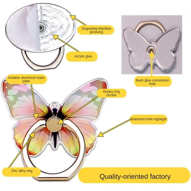 Cute Cartoon Butterfly Multifunctional Finger Ring Cell Phone Holder 360 Degree Rotating Universal Phone Ring Stand
