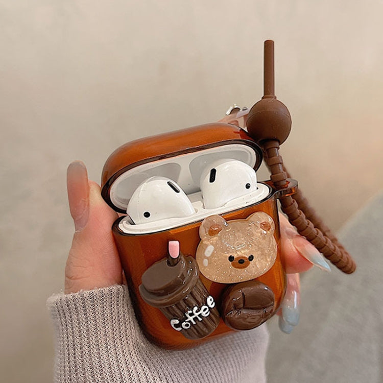 Cartoon 3D Coffee Bear Headphones Case Protective Shell Cover