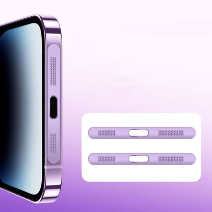 2pcs /Set For IPhone 12 / 13 / 14 / 15 Series Speaker Plating Metal Dust-Proof Mesh Charging Port Protective Film Dust Sticker