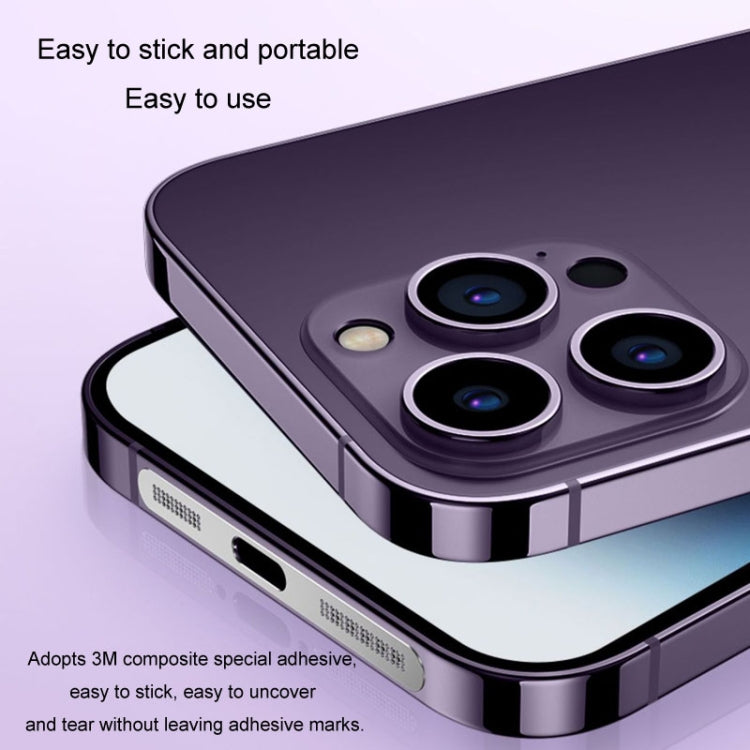 2pcs /Set For IPhone 12 / 13 / 14 / 15 Series Speaker Plating Metal Dust-Proof Mesh Charging Port Protective Film Dust Sticker