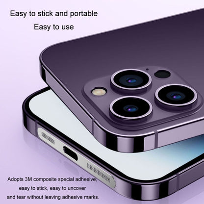 2pcs /Set For IPhone 12 / 13 / 14 / 15 Series Speaker Plating Metal Dust-Proof Mesh Charging Port Protective Film Dust Sticker
