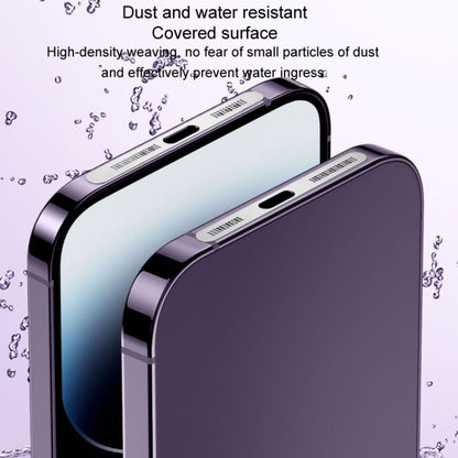 2pcs /Set For IPhone 12 / 13 / 14 / 15 Series Speaker Plating Metal Dust-Proof Mesh Charging Port Protective Film Dust Sticker