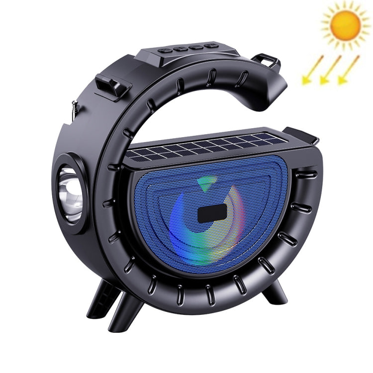 DV-800 G-shaped Colorful Atmosphere Light Flashlight Solar Wireless Bluetooth Speaker
