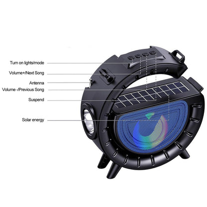 DV-800 G-shaped Colorful Atmosphere Light Flashlight Solar Wireless Bluetooth Speaker